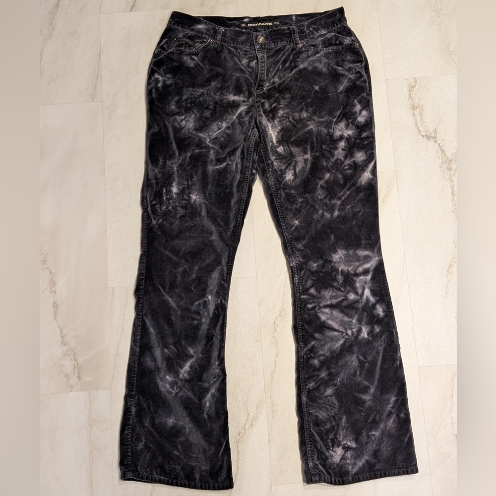 DKNY Vintage Burnout Suede Feel Flare Pants Size 8